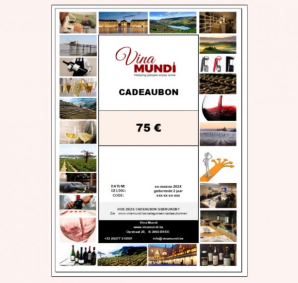 CADEAUBON (VOOR EENDER WELK PRODUCT UIT DE WEBSHOP) - 75.00 €