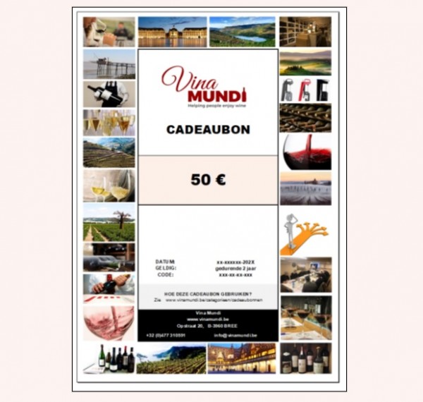 CADEAUBON (VOOR EENDER WELK PRODUCT UIT DE WEBSHOP) - 50.00 €