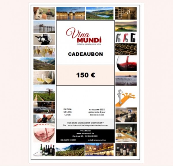 CADEAUBON (VOOR EENDER WELK PRODUCT UIT DE WEBSHOP) - 150.00 €