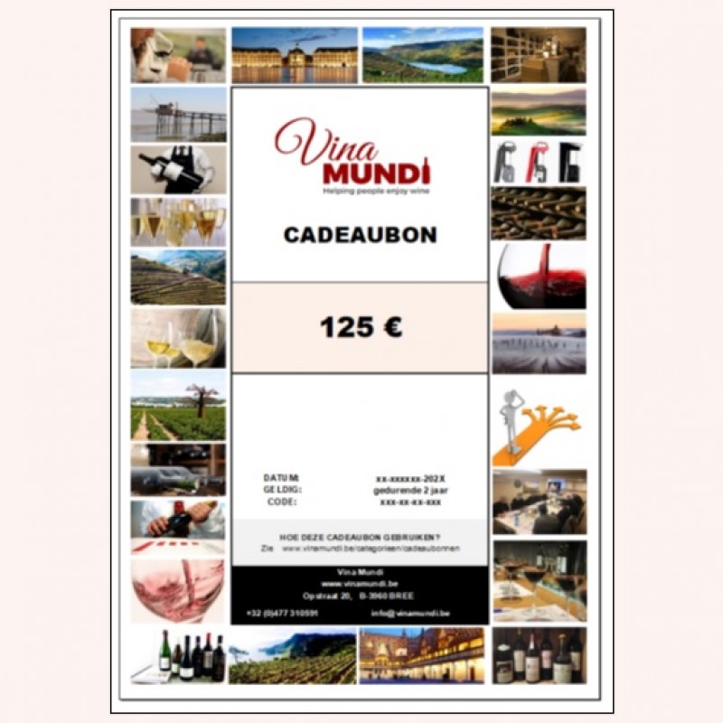 CADEAUBON (VOOR EENDER WELK PRODUCT UIT DE WEBSHOP) - 125.00 €