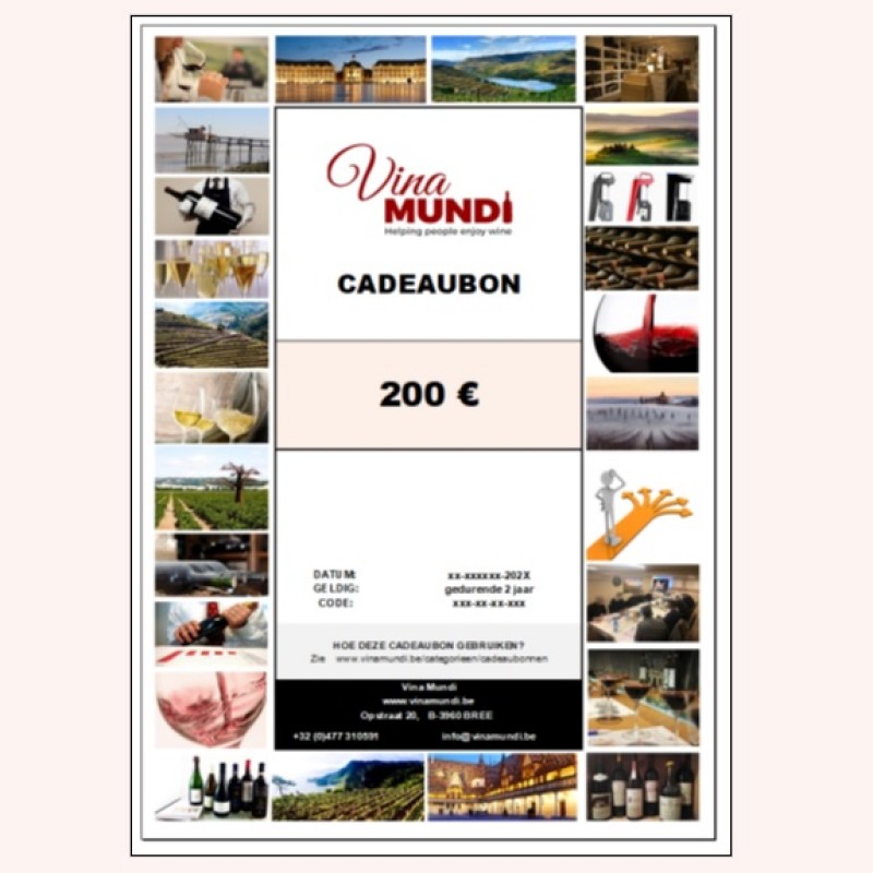 CADEAUBON (VOOR EENDER WELK PRODUCT UIT DE WEBSHOP) - 200.00 €